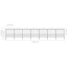 Vidaxl Záhradný plot s hrotmi, oceľ (1,75-2)x11,9 m, čierny