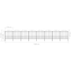 Vidaxl Záhradný plot s hrotmi, oceľ (1,75-2)x13,6 m, čierny