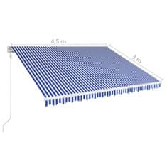 Petromila vidaXL Automaticky zaťahovacia markíza 450x300 cm modrá a biela