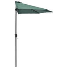Vidaxl Balkónový slnečník, hliníková tyč, zelený 270x135 cm, polkruh