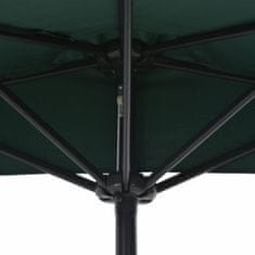 Vidaxl Balkónový slnečník, hliníková tyč, zelený 270x135 cm, polkruh