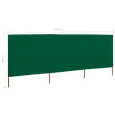 Vidaxl 3-panelová zábrana proti vetru látková 400x160 cm zelená