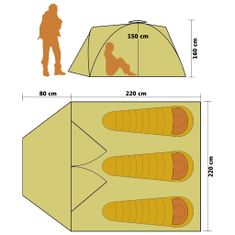 Vidaxl Samorozkladací kempingový stan pre 3 osoby zelený