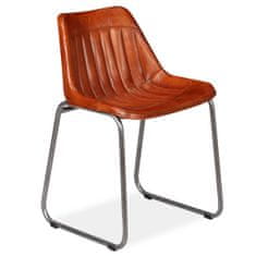 Vidaxl Jedálenské stoličky 2 ks, hnedé, pravá koža