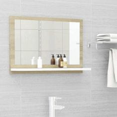 Vidaxl Kúpeľňové zrkadlo, biele a sonoma 60x10,5x37 cm, drevotrieska