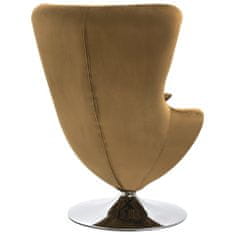 Vidaxl Otočná stolička v tvare vajca s vankúšom hnedá zamatová
