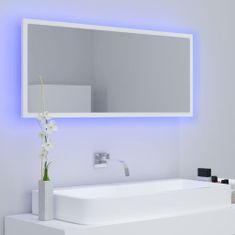 Vidaxl Kúpeľňové LED zrkadlo biele 100x8,5x37 cm drevotrieska