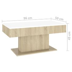 Vidaxl Konferenčný stolík biely a dub sonoma 96x50x45 cm drevotrieska