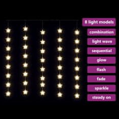 Vidaxl LED svetelný záves s hviezdami 200 LED teplý biely 8 funkcií