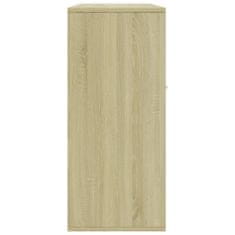 Vidaxl Komoda, biela a dub sonoma 88x30x70 cm, drevotrieska