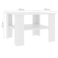 Vidaxl Konferenčný stolík biely 60x60x42 cm drevotrieska