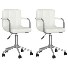 Vidaxl Otočné stoličky, 2 ks, biela, koženka