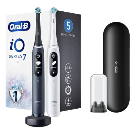 Oral-B magnetické zubné kefky iO Series 7 Duo Black Onyx / White Alabaster