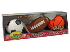 Lean-toys Sada mäkkých športových loptičiek 3v1 Futbal Basketbal Baseball