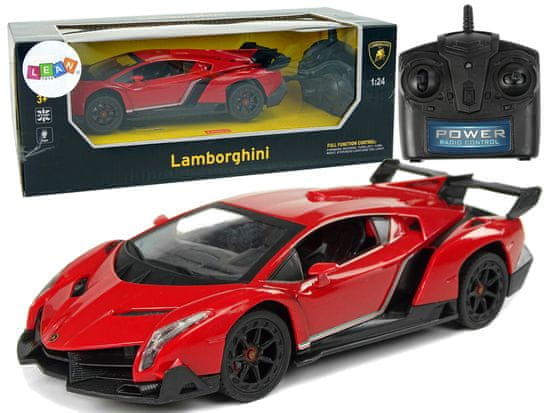 Lean-toys Športové auto R/C 1:24 Lamborghini Veneno Red 2.4 G Lights