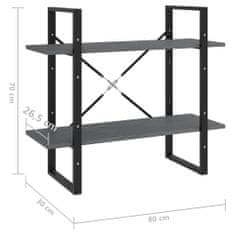 Vidaxl Knižnica s 2 policami sivá 80x30x70 cm masívna borovica