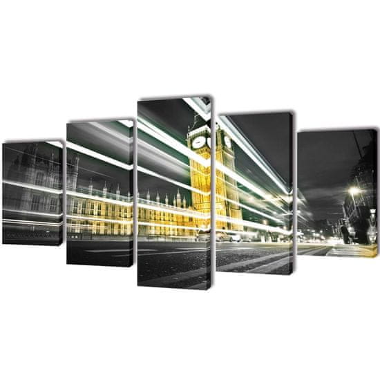 Vidaxl Sada obrazov na stenu, motív Londýn Big Ben 100 x 50 cm