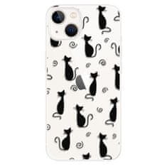 iSaprio Silikónové puzdro - Cat pattern 05 - black pre Apple iPhone 13