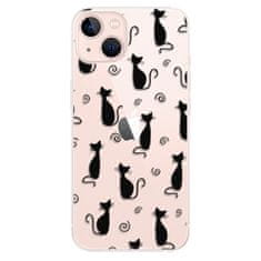 iSaprio Silikónové puzdro - Cat pattern 05 - black pre Apple iPhone 13