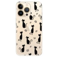 iSaprio Silikónové puzdro - Cat pattern 05 - black pre Apple iPhone 13 Pro