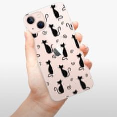 iSaprio Silikónové puzdro - Cat pattern 05 - black pre Apple iPhone 13