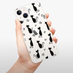 iSaprio Silikónové puzdro - Cat pattern 05 - black pre Apple iPhone 13