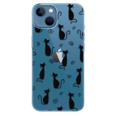 iSaprio Silikónové puzdro - Cat pattern 05 - black pre Apple iPhone 13