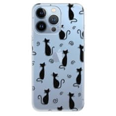 iSaprio Silikónové puzdro - Cat pattern 05 - black pre Apple iPhone 13 Pro