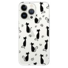 iSaprio Silikónové puzdro - Cat pattern 05 - black pre Apple iPhone 13 Pro