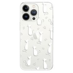 iSaprio Silikónové puzdro - Cat pattern 05 - white pre Apple iPhone 13 Pro