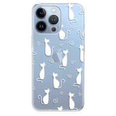 iSaprio Silikónové puzdro - Cat pattern 05 - white pre Apple iPhone 13 Pro