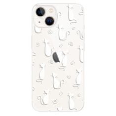 iSaprio Silikónové puzdro - Cat pattern 05 - white pre Apple iPhone 13