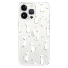 iSaprio Silikónové puzdro - Cat pattern 05 - white pre Apple iPhone 13 Pro Max