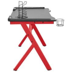 Vidaxl Herný stôl LED v tvare Y čierny a červený 90x60x75 cm