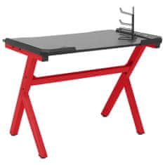 Vidaxl Herný stôl LED v tvare Y čierny a červený 90x60x75 cm