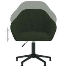 Vidaxl Otočná kancelárska stolička tmavozelená zamatová