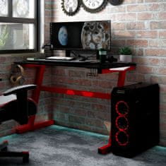Vidaxl Herný stôl LED v tvare Z čierny a červený 90x60x75 cm