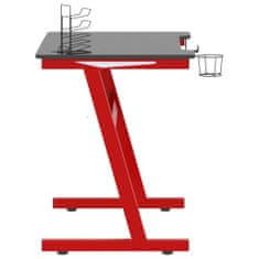Vidaxl Herný stôl LED v tvare Z čierny a červený 90x60x75 cm