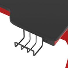 Vidaxl Herný stôl LED s nohami v tvare Z čierny a červený 110x60x75 cm