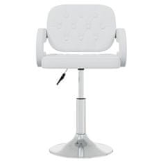 Vidaxl Otočná stolička, biela, čalúnená koženkou