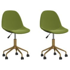 Vidaxl Otočné stoličky, 2 ks, svetlozelené, čalúnené zamatom