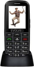 Evolveo EasyPhone EG, mobilný telefón pre seniorov s nabíjacím stojanom, čierny