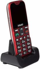 Evolveo EasyPhone XG, mobilný telefón pre seniorov s nabíjacím stojanom, červený