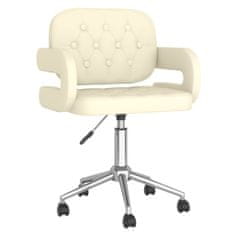 Vidaxl Otočná kancelárska stolička, krémová, čalúnená koženkou