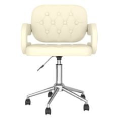 Vidaxl Otočná kancelárska stolička, krémová, čalúnená koženkou