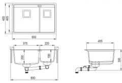 Granitový dřez s druhou menší vaničkou Delicia 650.1 Barva: černý granit
