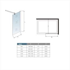 H K KIMI SQUARE F1 90 Sprchová zástena WALK IN 88 – 90 × 200, 8 mm sklo 