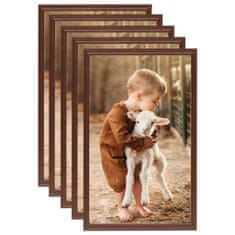 Vidaxl Fotorámiky na stenu alebo stôl 5 ks hnedé 10x15 cm MDF