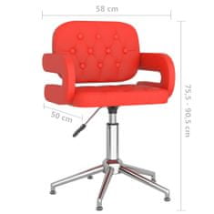 Vidaxl Kancelárska otočná stolička, červená, umelá koža