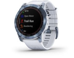 Garmin fenix 7X Sapphire Solar, Mineral Blue DLC Titanium, Whitestone Band